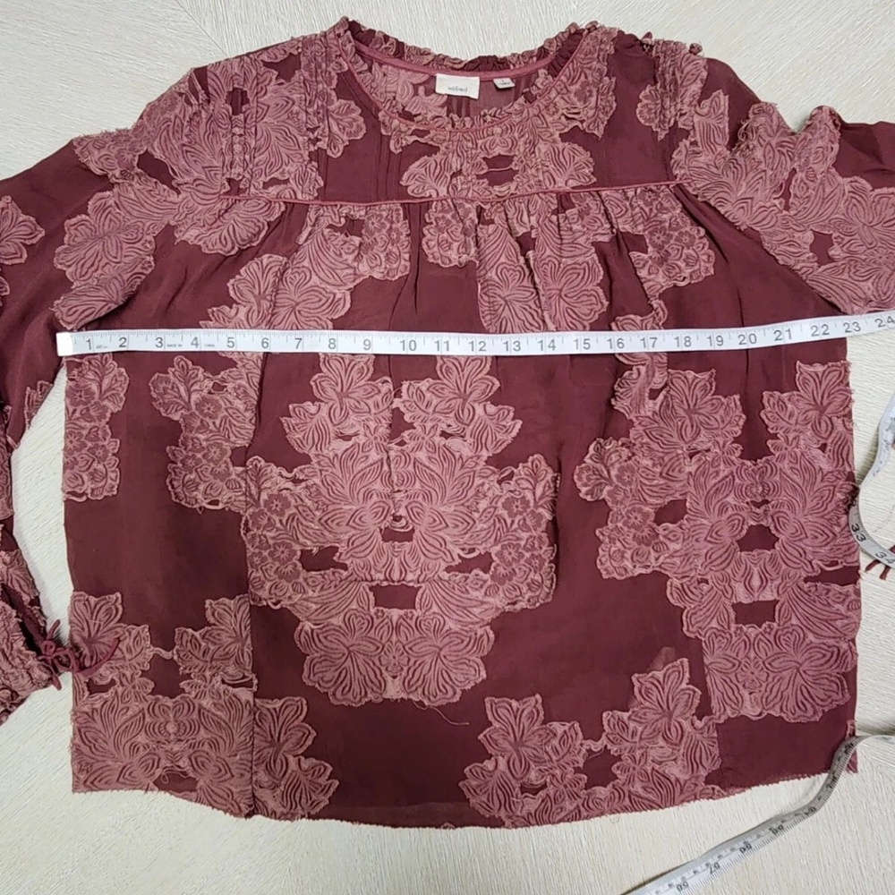 WILFRED | Aritzia Lourdes Floral Embroidered Long Sleeve  Mauve Blouse Size S - Picture 9 of 13